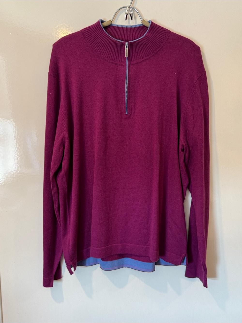 Tommy Bahama Men's Long Sleeve Half-Zip Sweater in Deep Magenta